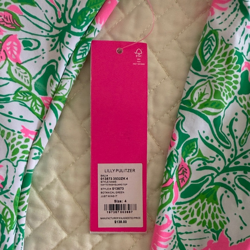 Lilly Pulitzer Long Sleeve Rashguard Top with Zipper-NWT - Picture 2 of 6